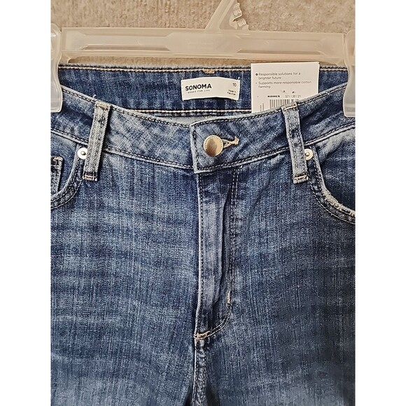 Sonoma Darted Barrel Leg Jeans Womens 10 Blue Medium Wash Stretch NEW - Picture 4 of 10